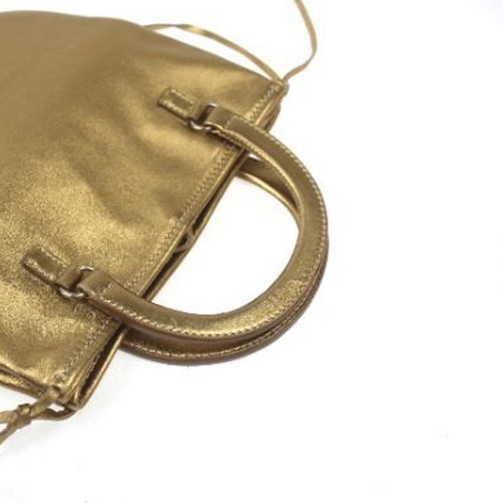 Prada Metallic Gold Leather Tote Crossbody Bag - Picture 6 of 9